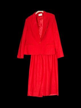 Hunt Valley Wool Brilliant Red Blazer and Skirt Set